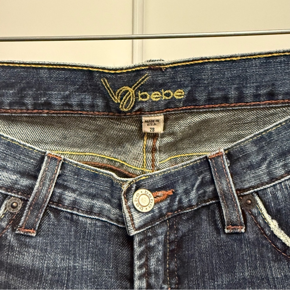 💎 BeBe Low Rise Jeans Flare Rhinestones - Picture 2 of 9